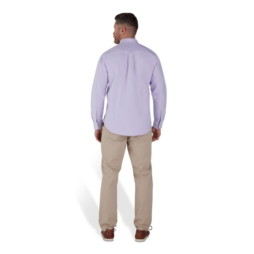 Raging Bull Long Sleeve Classic Oxford Shirt - Purple - Beales department store