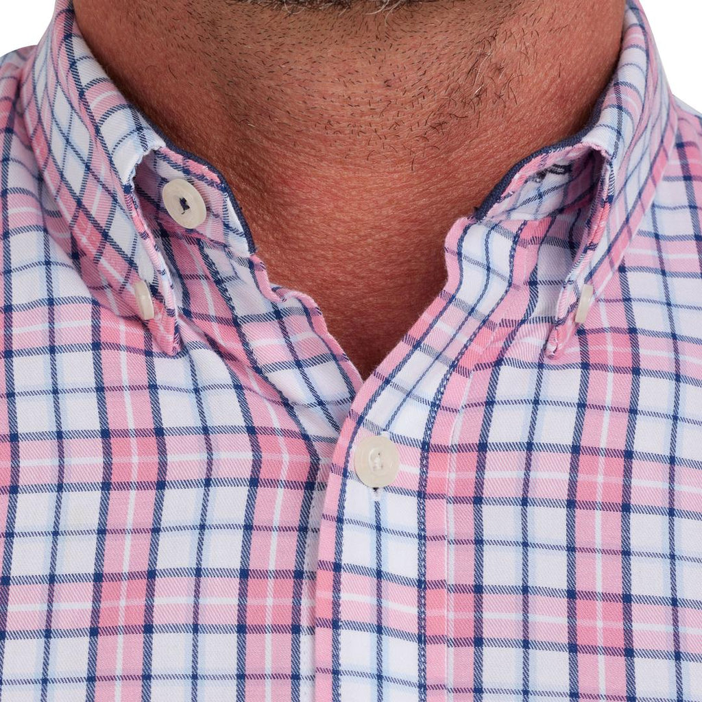 Raging Bull Long Sleeve Multi Check Poplin Shirt - Pink - Beales department store