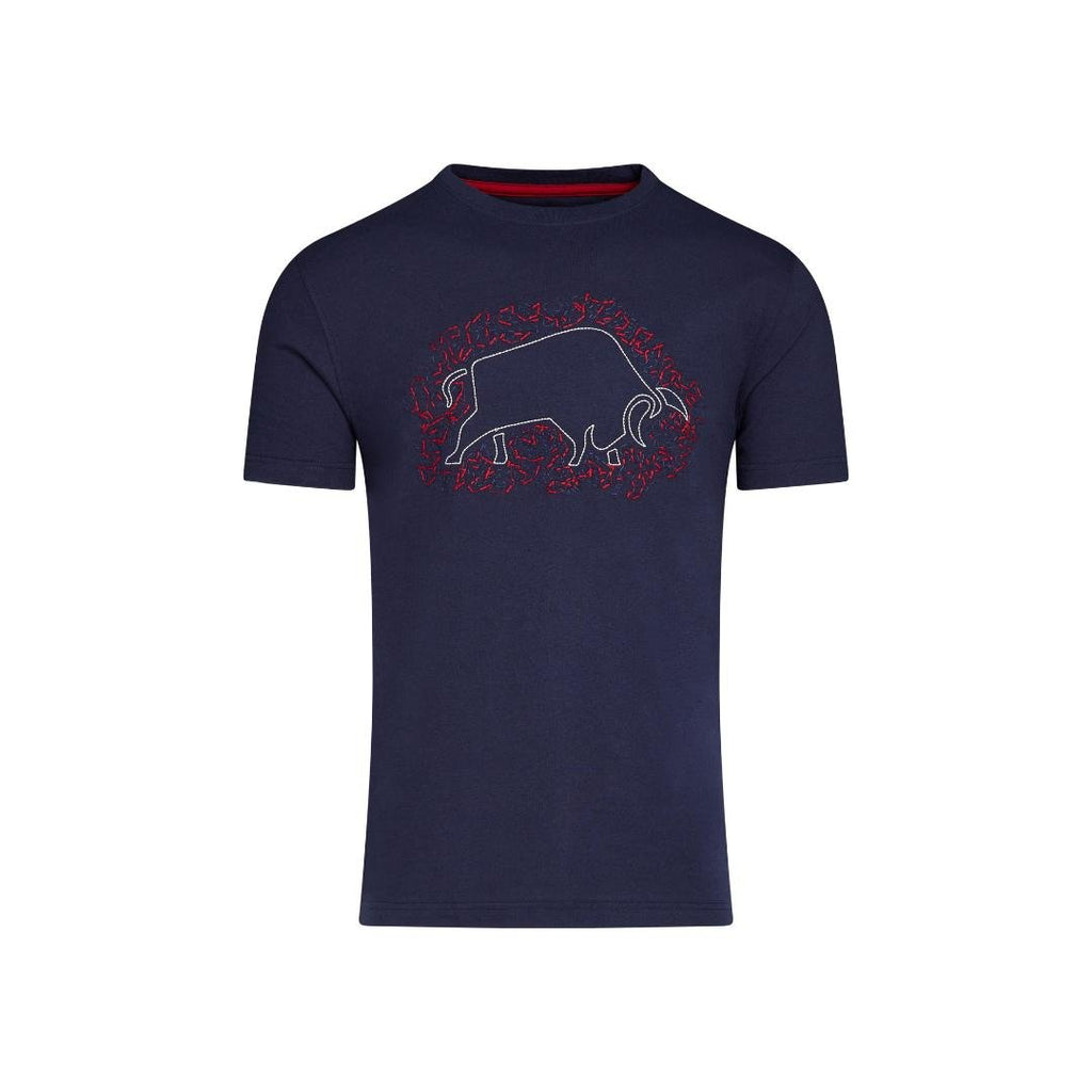 Raging Bull Scatter Stitch Bull T - Shirt - Navy - Beales department store