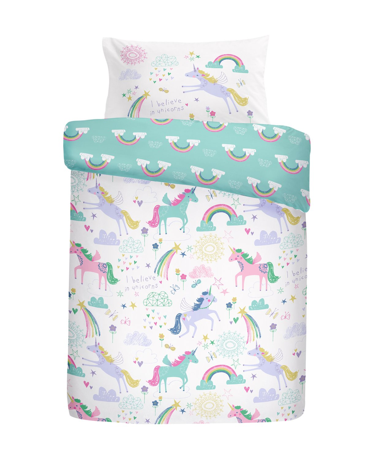 Rainbow Unicorn Reversible Kids Duvet Set