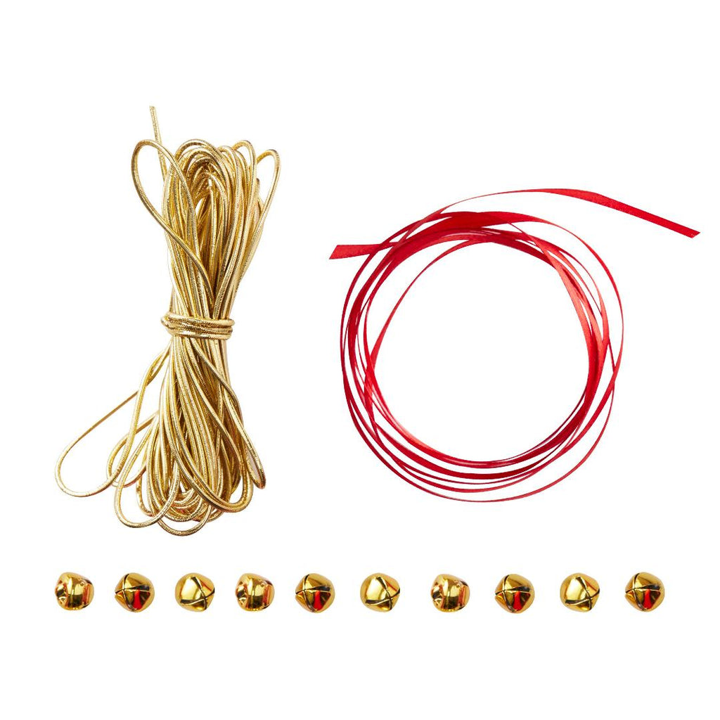 Red & Gold Festive Wrap Kit Including Bells - Beales department store