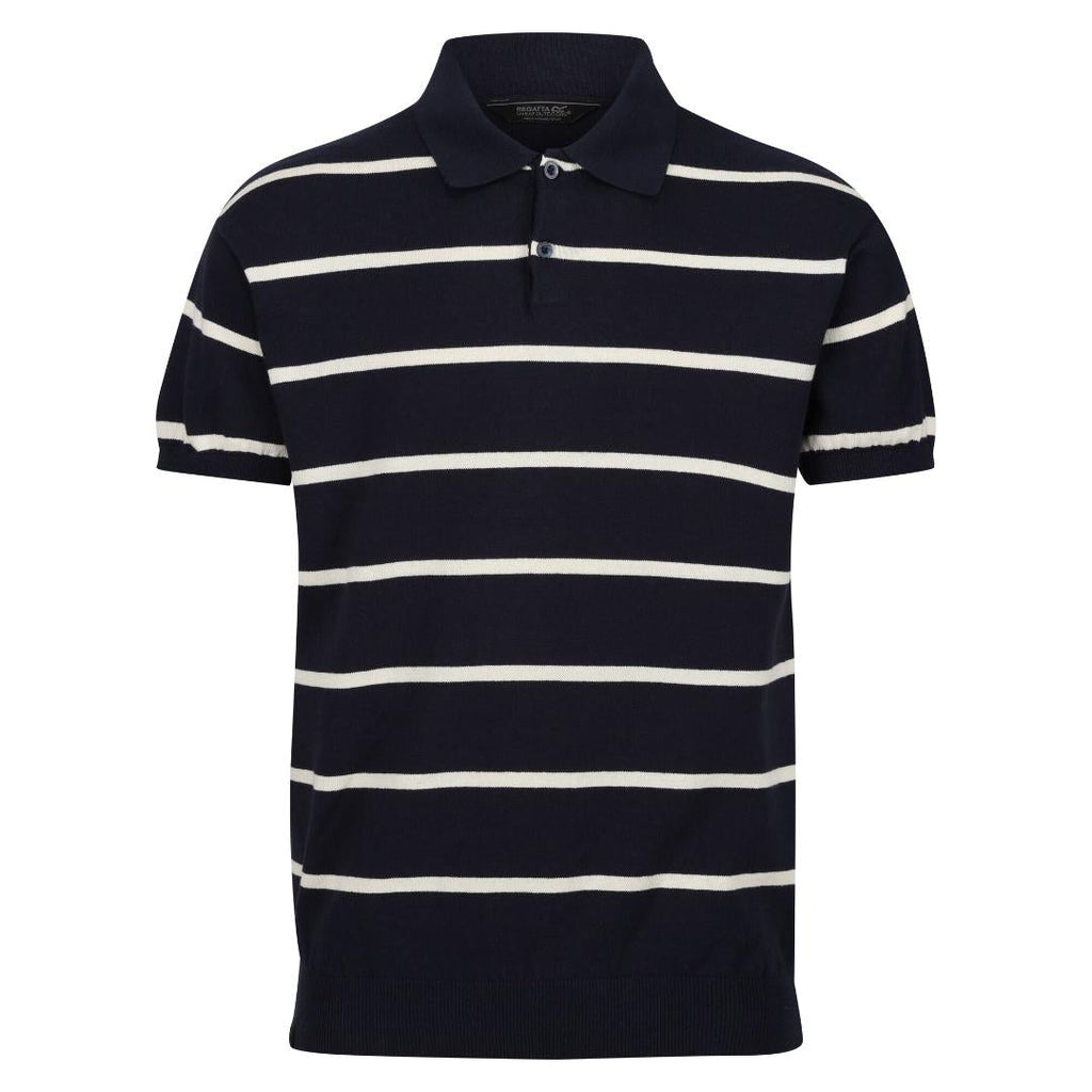 Regatta Men's Arkose Knitted Polo Shirt - Navy White Stone Stripe - Beales department store