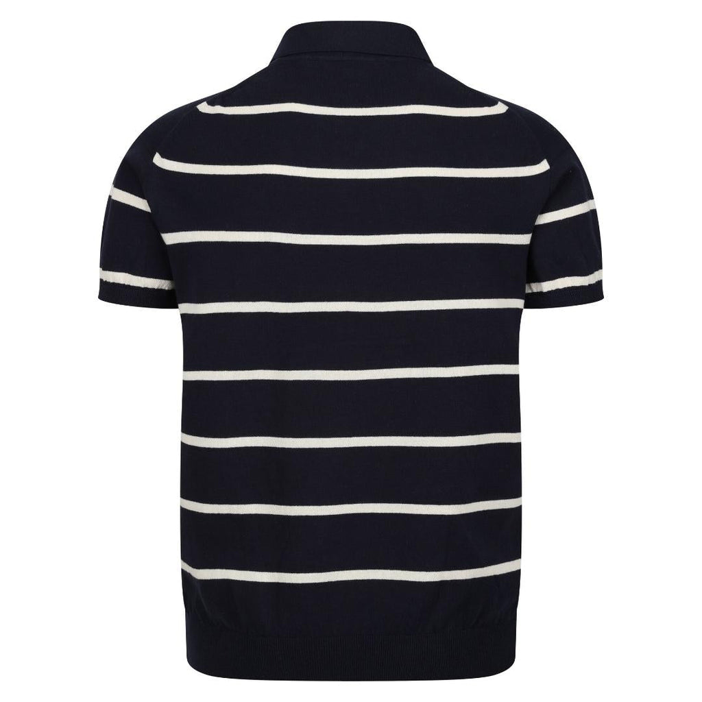 Regatta Men's Arkose Knitted Polo Shirt - Navy White Stone Stripe - Beales department store