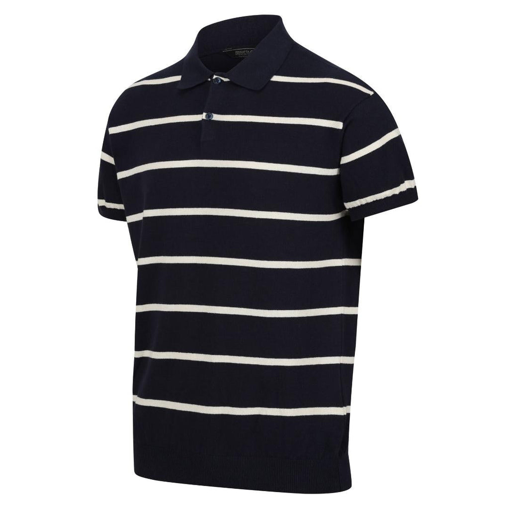 Regatta Men's Arkose Knitted Polo Shirt - Navy White Stone Stripe - Beales department store