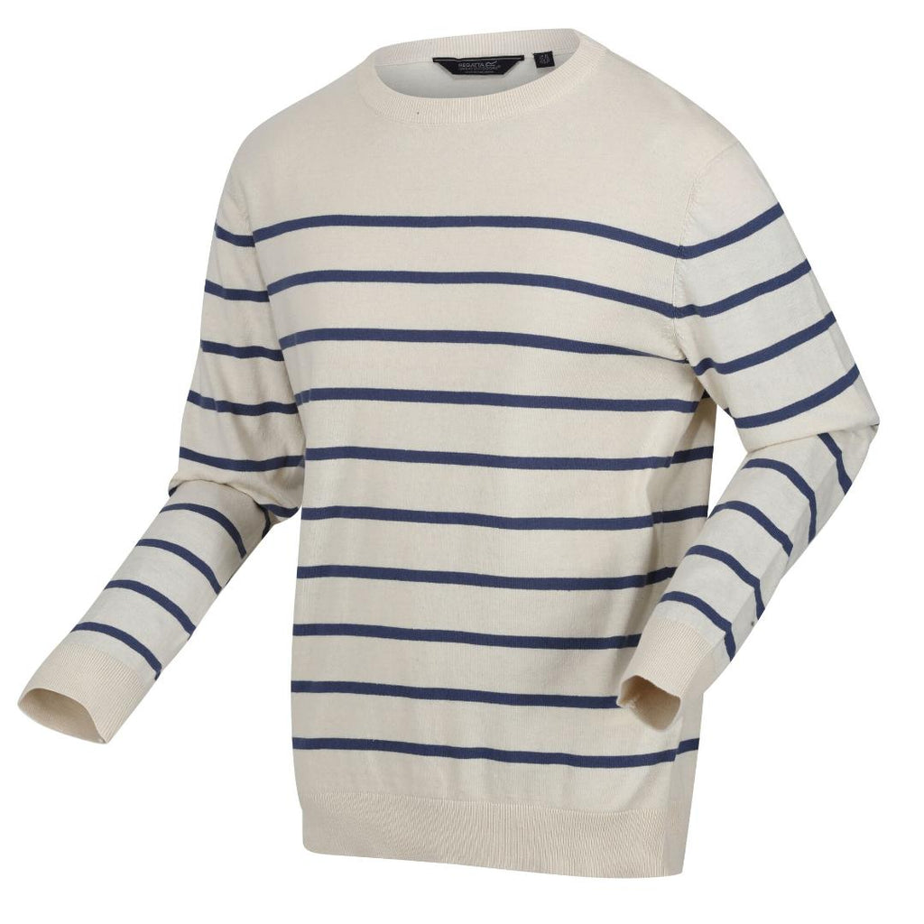 Regatta Men's Cautley Knitted Jumper - White Stone Dark Denim Stripe - Beales department store