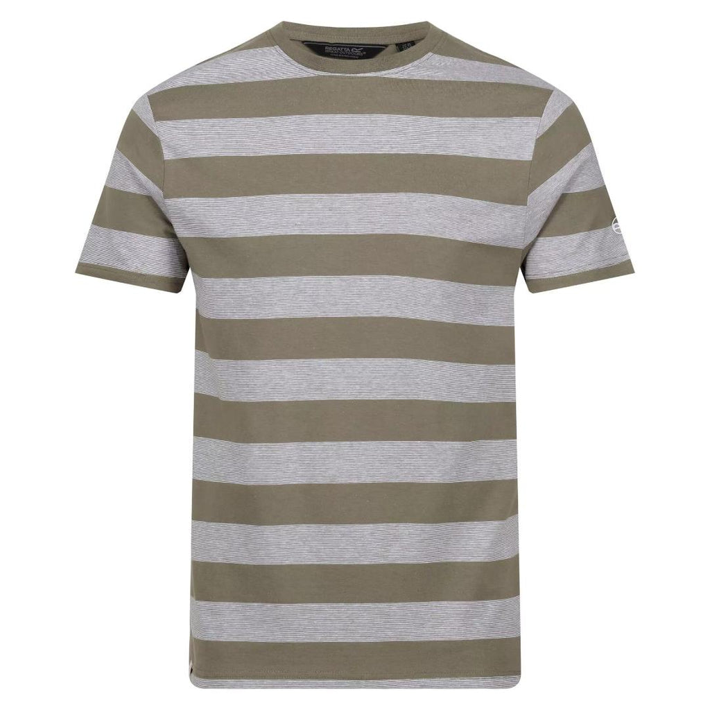 Regatta Men's Ryeden Striped T-Shirt - Fauna White Stone Stripe - Beales department store