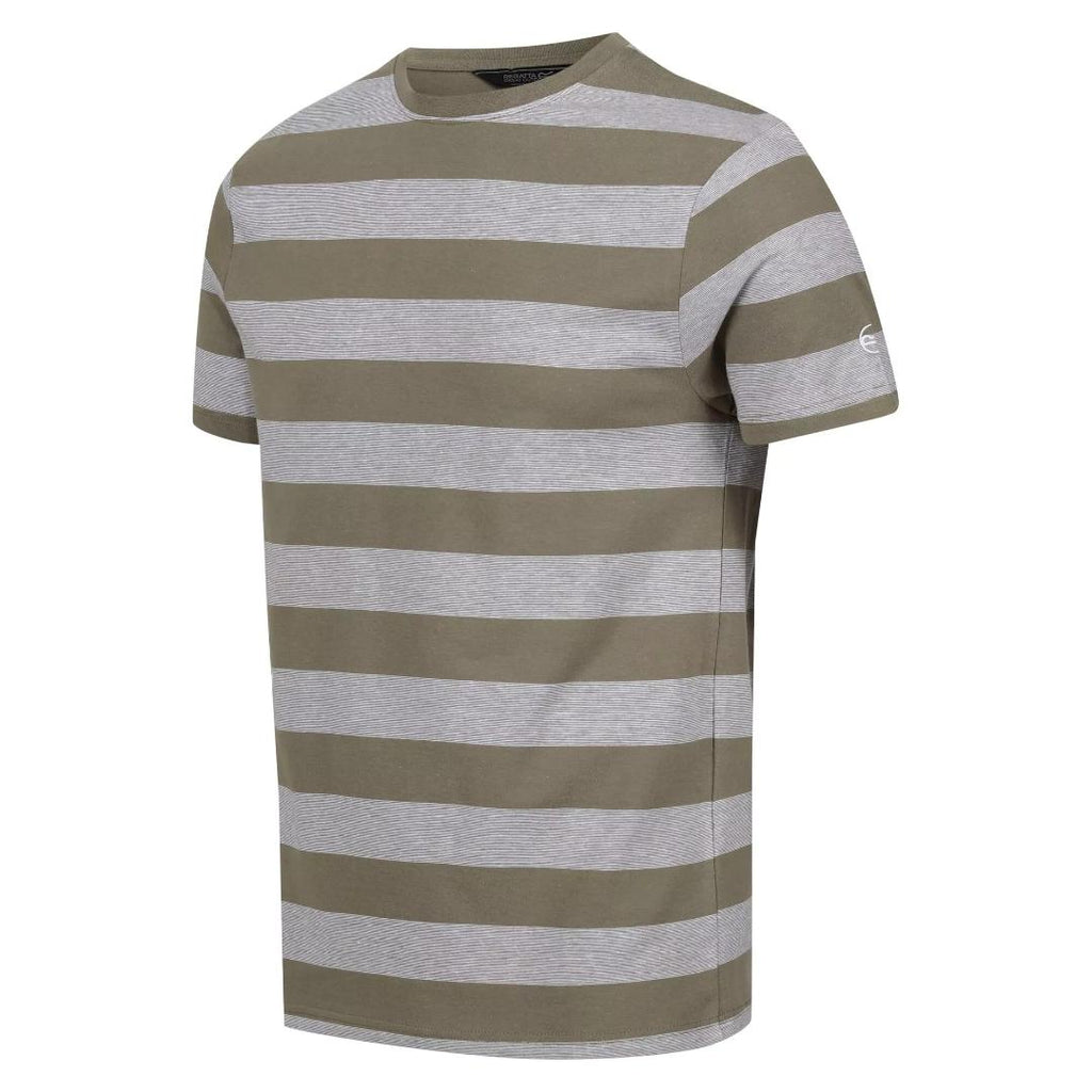 Regatta Men's Ryeden Striped T-Shirt - Fauna White Stone Stripe - Beales department store