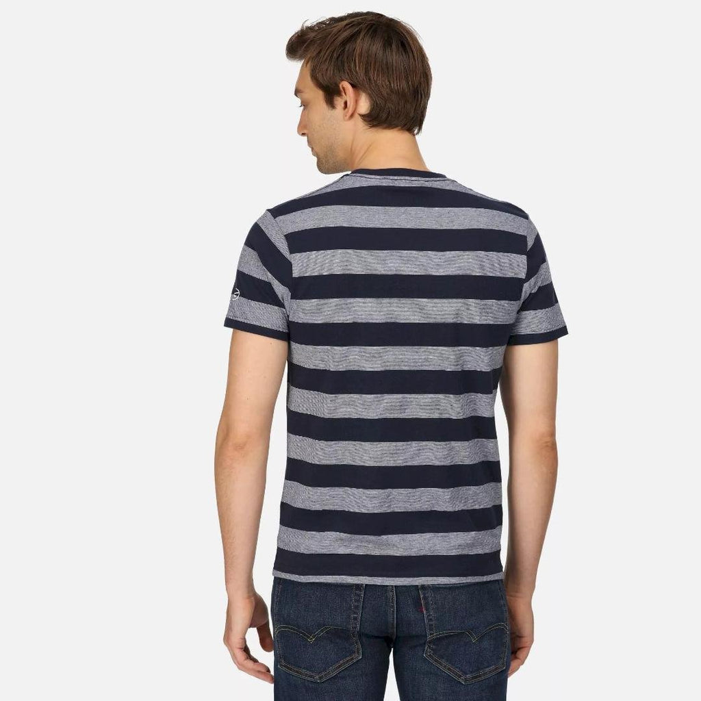 Regatta Men's Ryeden Striped T - Shirt - Navy White Stripe - Beales department store