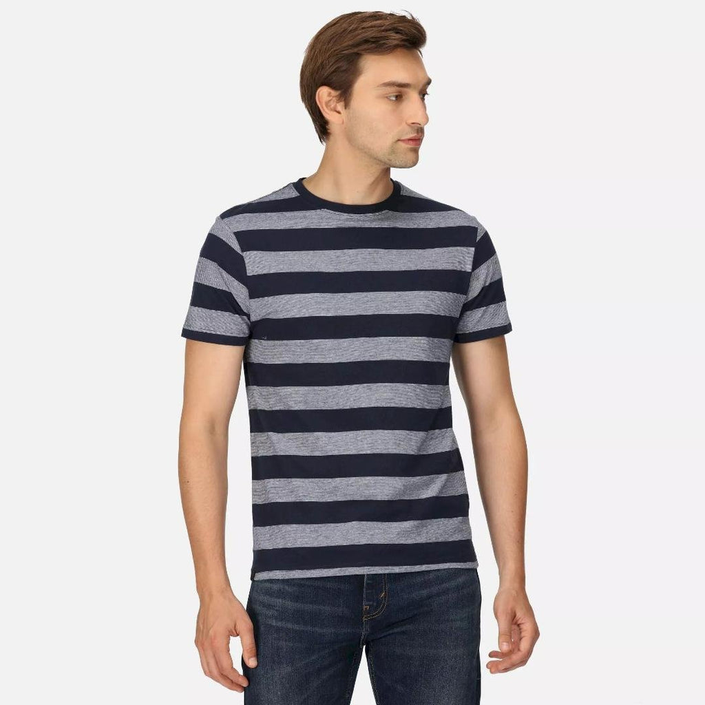 Regatta Men's Ryeden Striped T - Shirt - Navy White Stripe - Beales department store