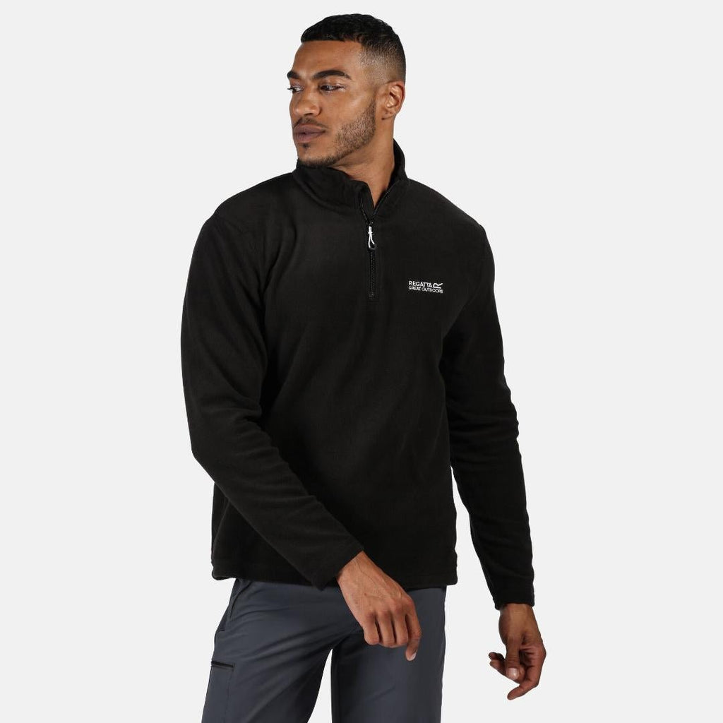 Regatta Men's Thompson Lightweight Half Zip Fleece Black - Beales department store