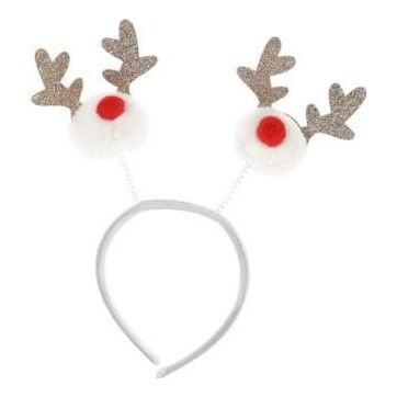 Reindeer Headband 28cm White - Beales department store