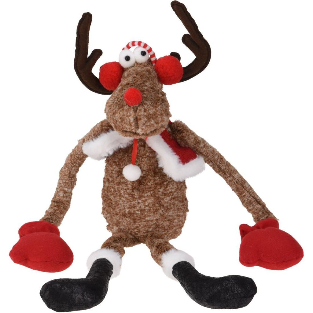 Reindeer With Hanging Leg 72cm With Ear Warmers - Beales department store