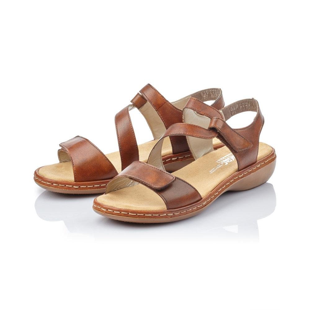 Rieker 659C7 - 24 Ladies Regina Brown Fastener Sandals - Beales department store