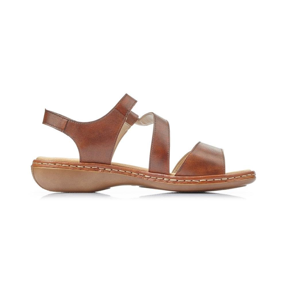 Rieker 659C7-24 Ladies Regina Brown Fastener Sandals - Beales department store
