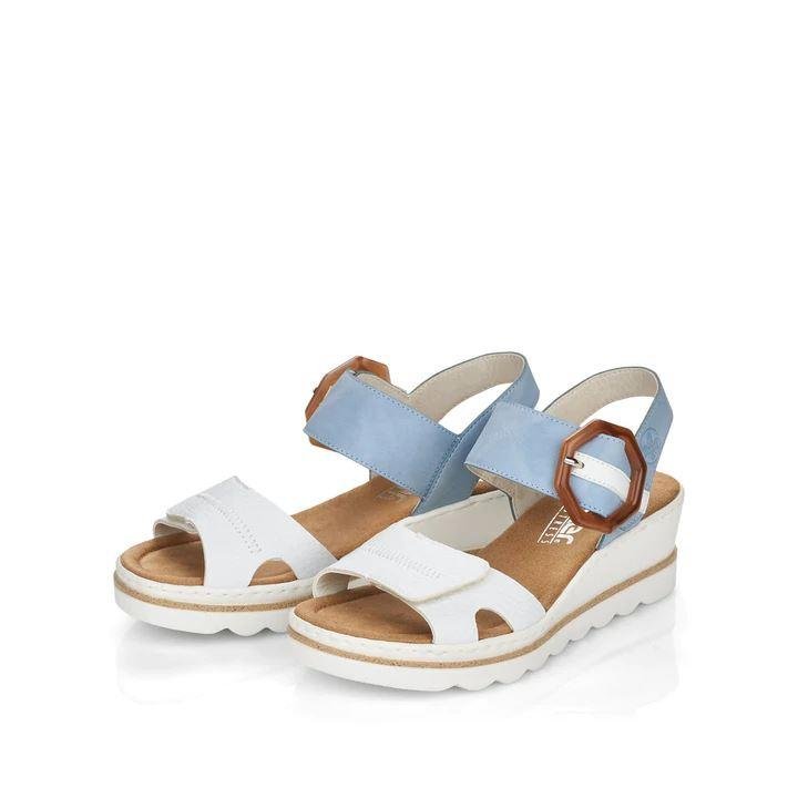 Rieker 67476 - 10 Rose Ladies Sandals - Blue Combination - Beales department store