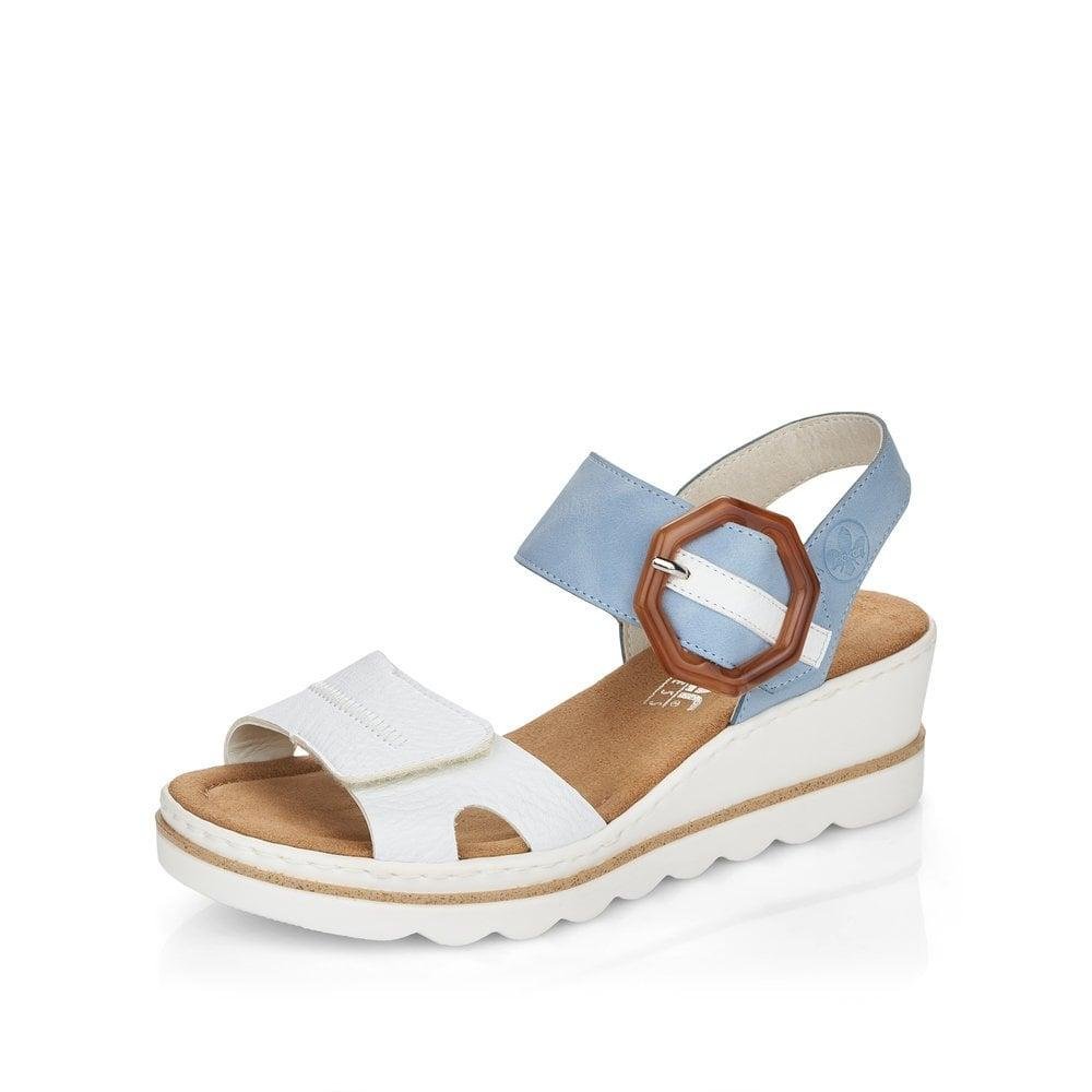 Rieker 67476 - 10 Rose Ladies Sandals - Blue Combination - Beales department store