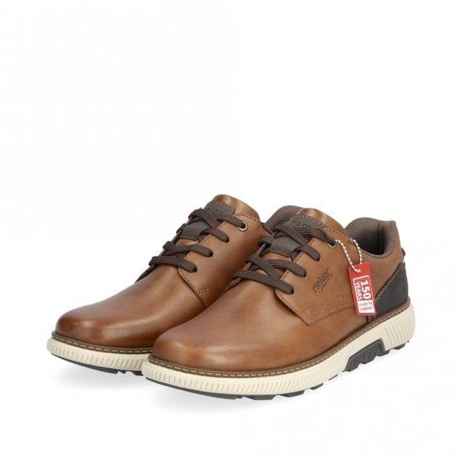 Rieker B3313 Men's Leather Lace - up Shoes - Brown - Beales department store