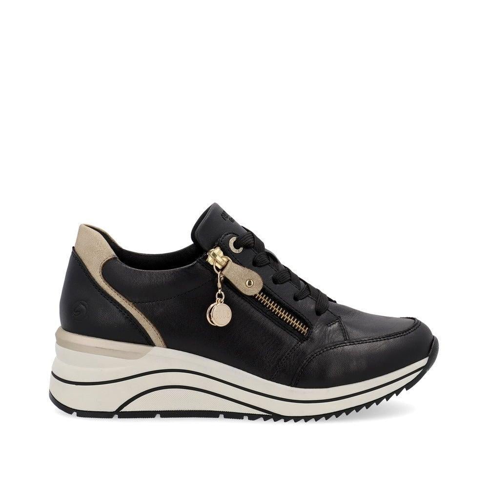 Rieker D0T03 - 01 Eleni Womens Trainers - Black - Beales department store