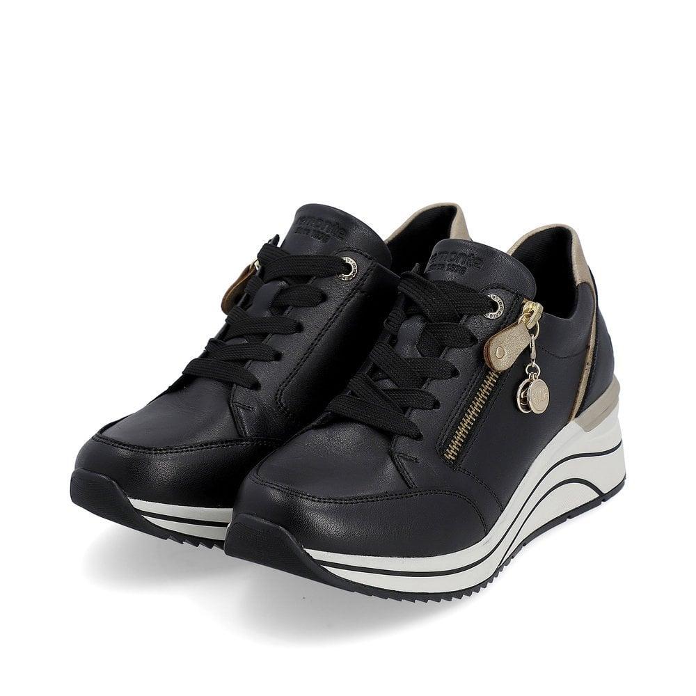 Rieker D0T03 - 01 Eleni Womens Trainers - Black - Beales department store