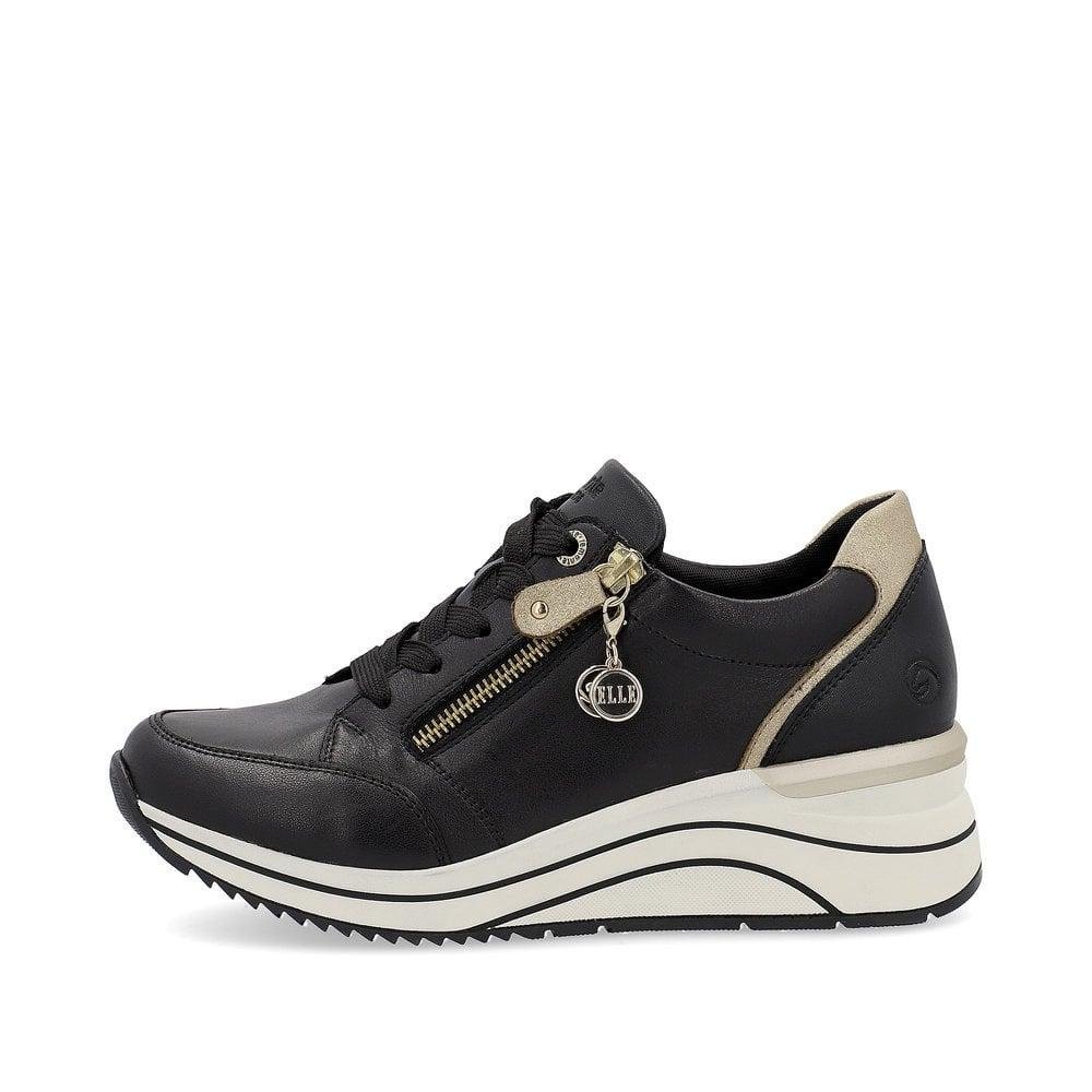 Rieker D0T03 - 01 Eleni Womens Trainers - Black - Beales department store