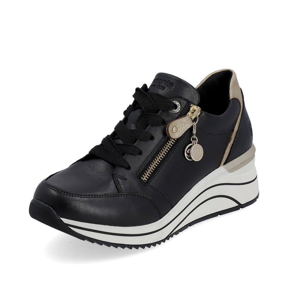 Rieker D0T03 - 01 Eleni Womens Trainers - Black - Beales department store