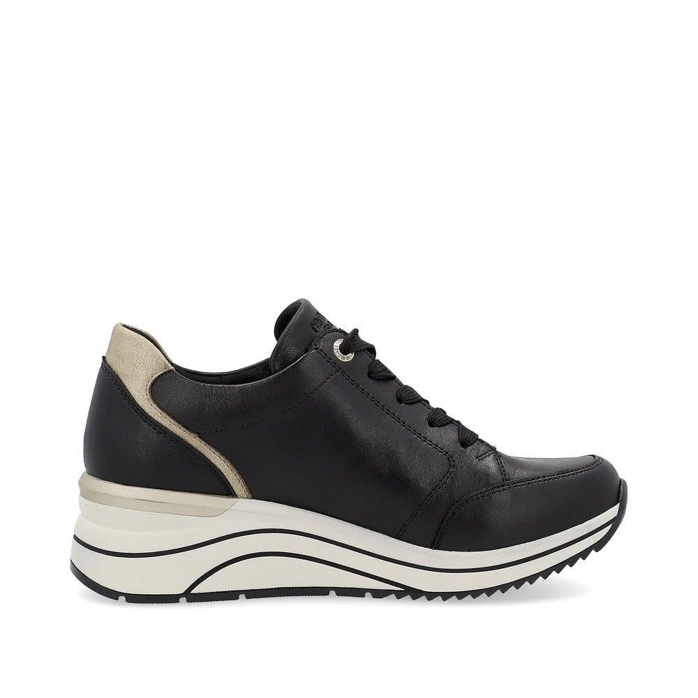 Rieker D0T03 - 01 Eleni Womens Trainers - Black - Beales department store