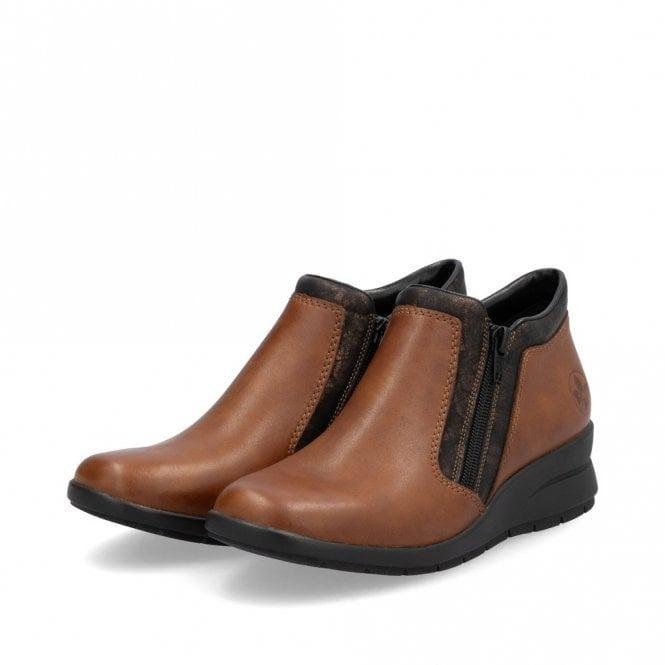 Rieker L4883 Ladies Ankle Boots - Brown - Beales department store