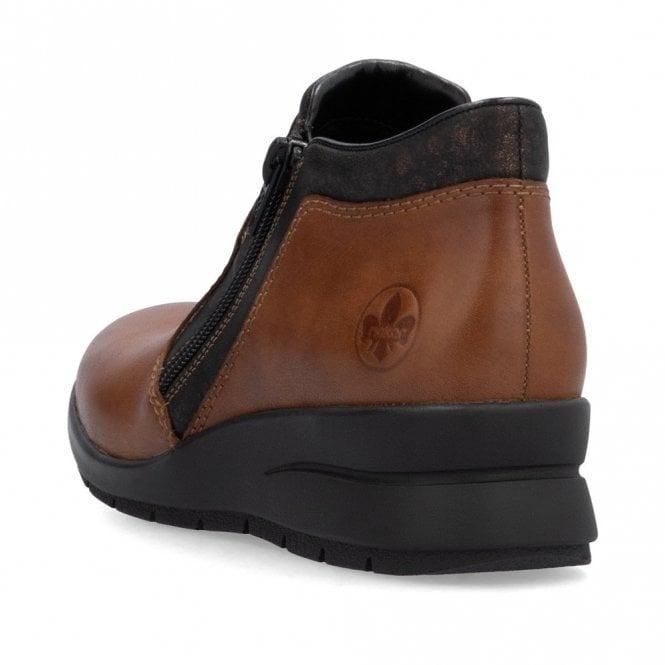 Rieker L4883 Ladies Ankle Boots - Brown - Beales department store