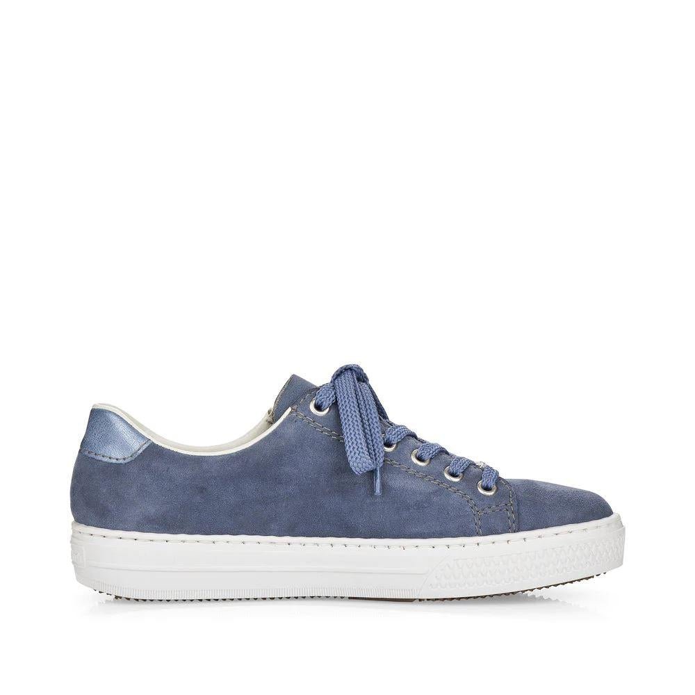 Rieker L59L1 - 10 Enya Ladies Lace Up Trainers - Blue - Beales department store