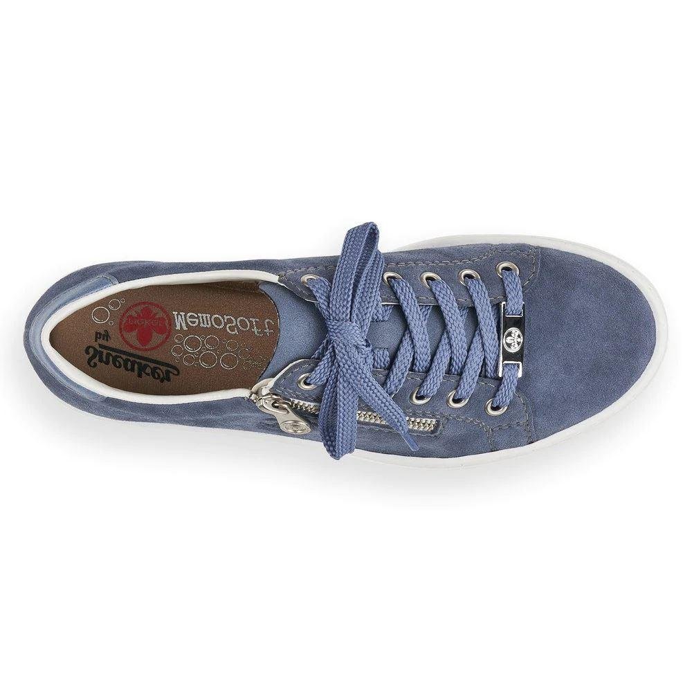 Rieker L59L1 - 10 Enya Ladies Lace Up Trainers - Blue - Beales department store