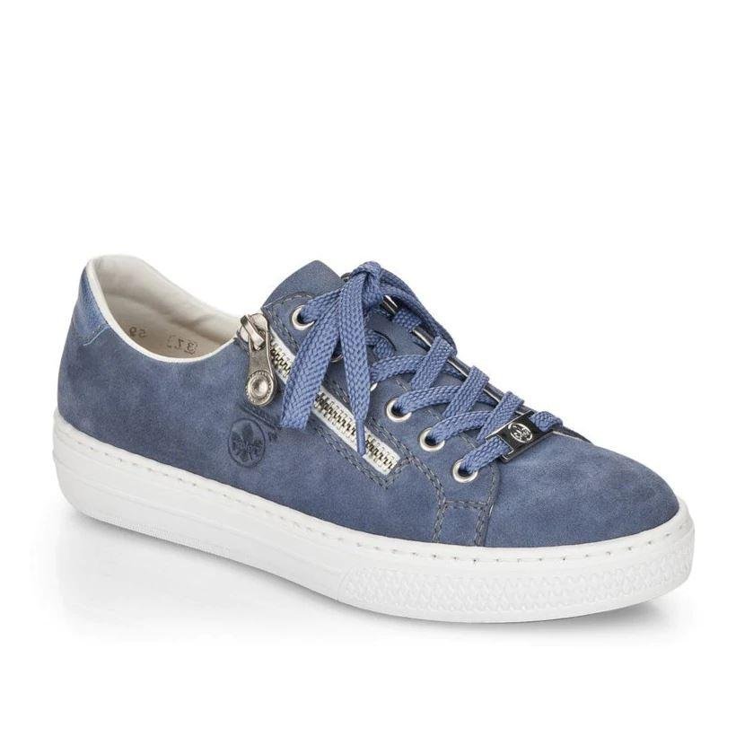 Rieker L59L1 - 10 Enya Ladies Lace Up Trainers - Blue - Beales department store