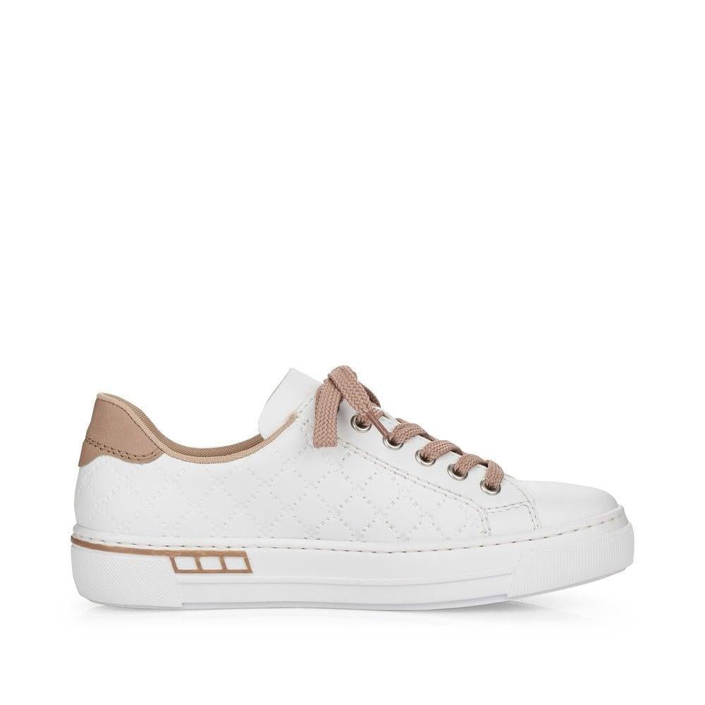 Rieker L88W2-80 White Ladies Trainers - Beales department store