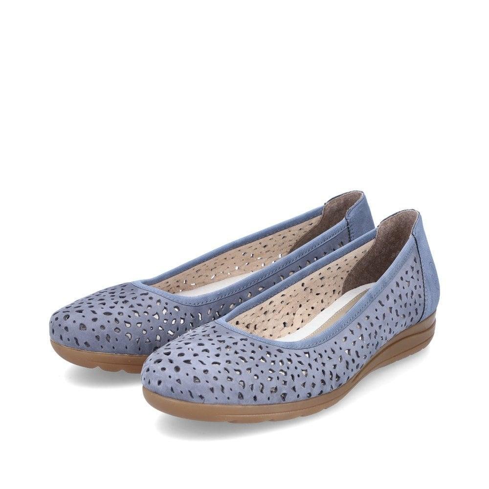 Rieker L9365-14 Anita Womens Slip-On Shoes - Blue - Beales department store