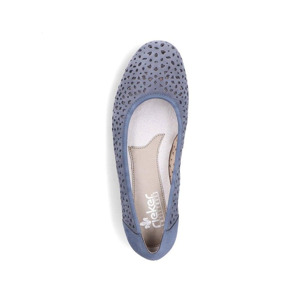 Rieker L9365-14 Anita Womens Slip-On Shoes - Blue - Beales department store