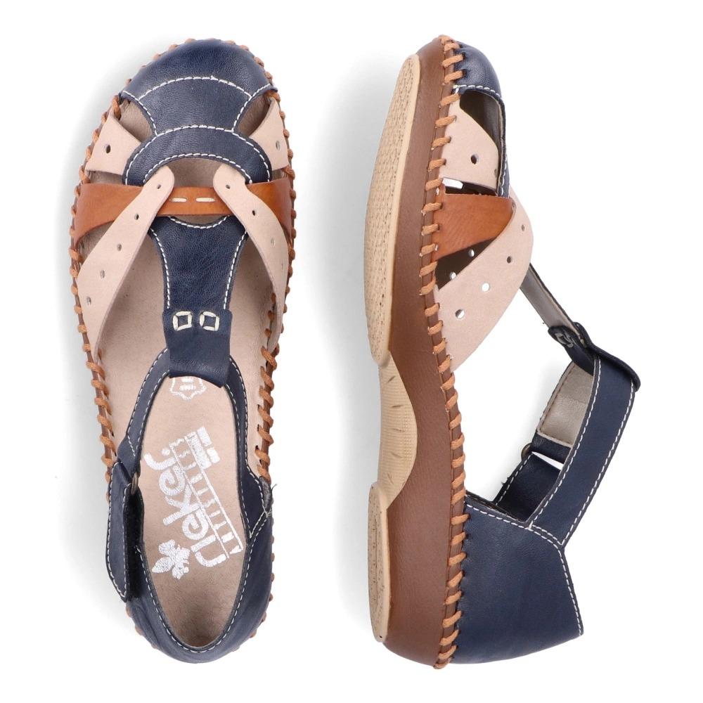 Rieker M1655 - 14 Desideria Womens Sandals - Blue Combination - Beales department store