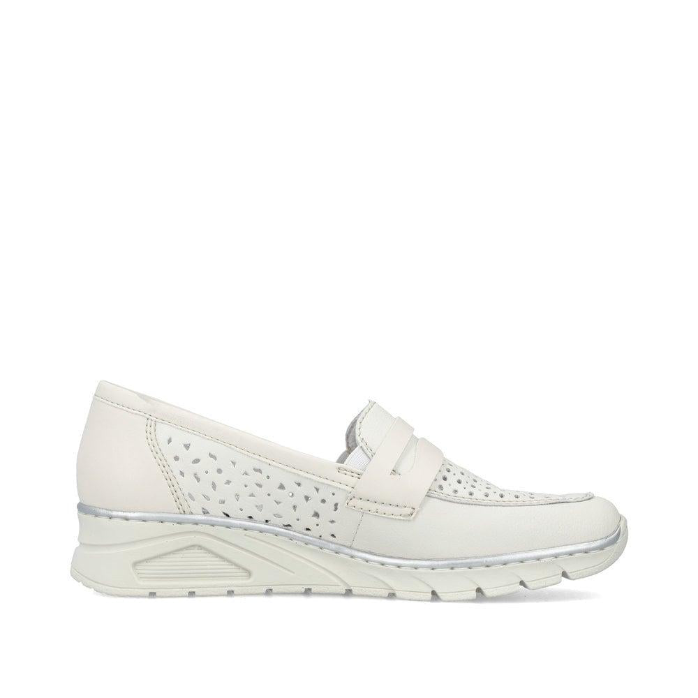 Rieker N3356 - 80 Doris Womens Slip On Shoes - White - Beales department store