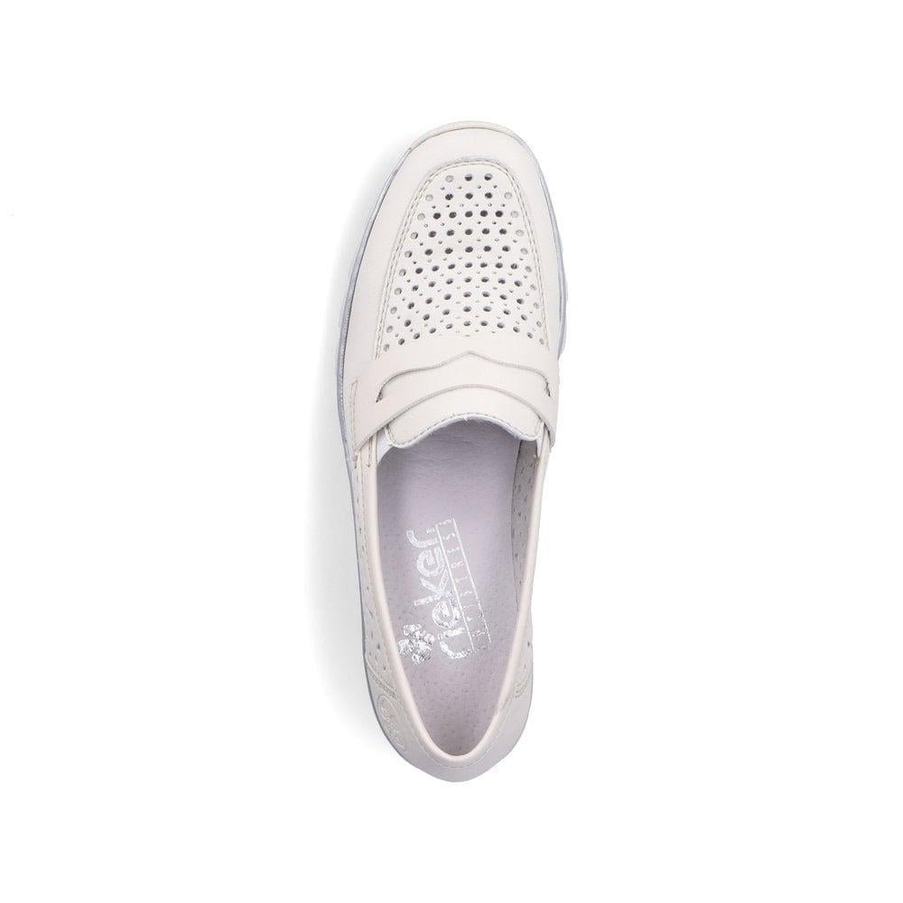 Rieker N3356 - 80 Doris Womens Slip On Shoes - White - Beales department store