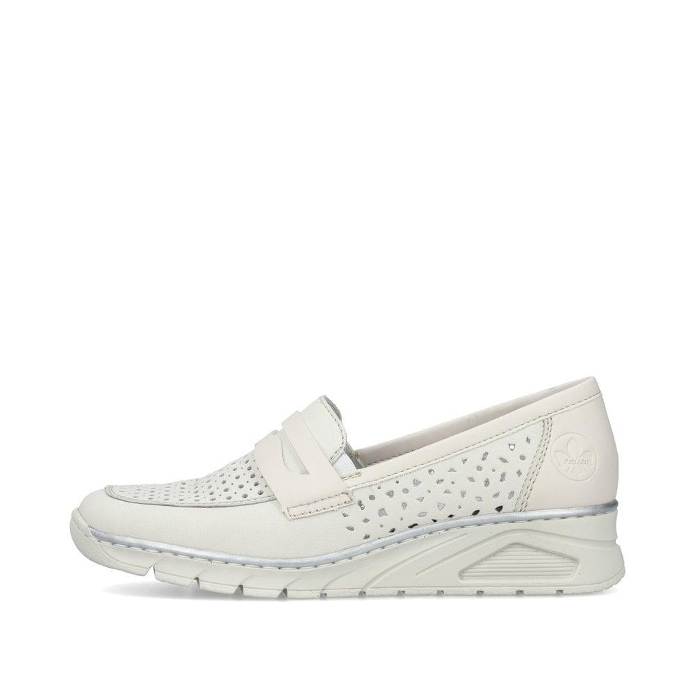 Rieker N3356 - 80 Doris Womens Slip On Shoes - White - Beales department store