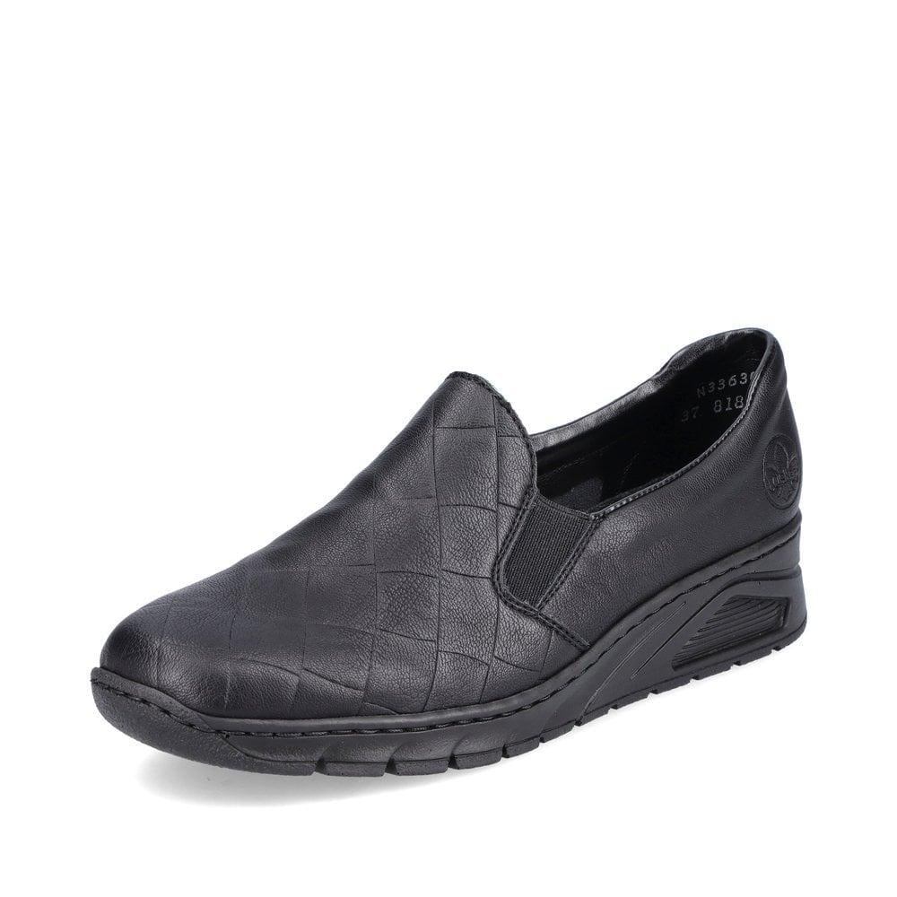 Rieker N3363-00 Womens Slip-On Shoes - Black - Beales department store