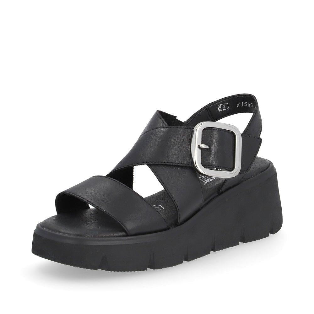 Rieker R-Evolution W1550-00 Amber Womens Sandals - Black - Beales department store