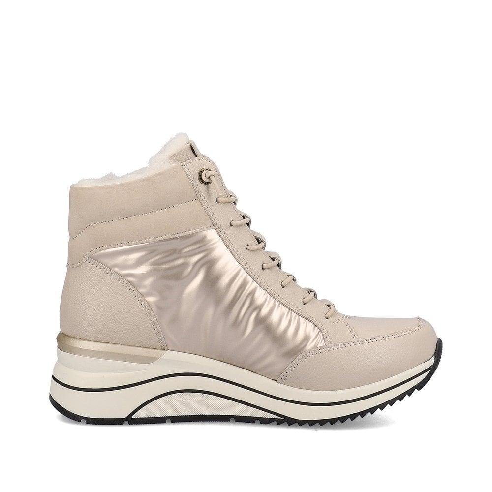 Rieker Remonte D0T72-60 Eleni Womens Boots - Beige Combination - Beales department store