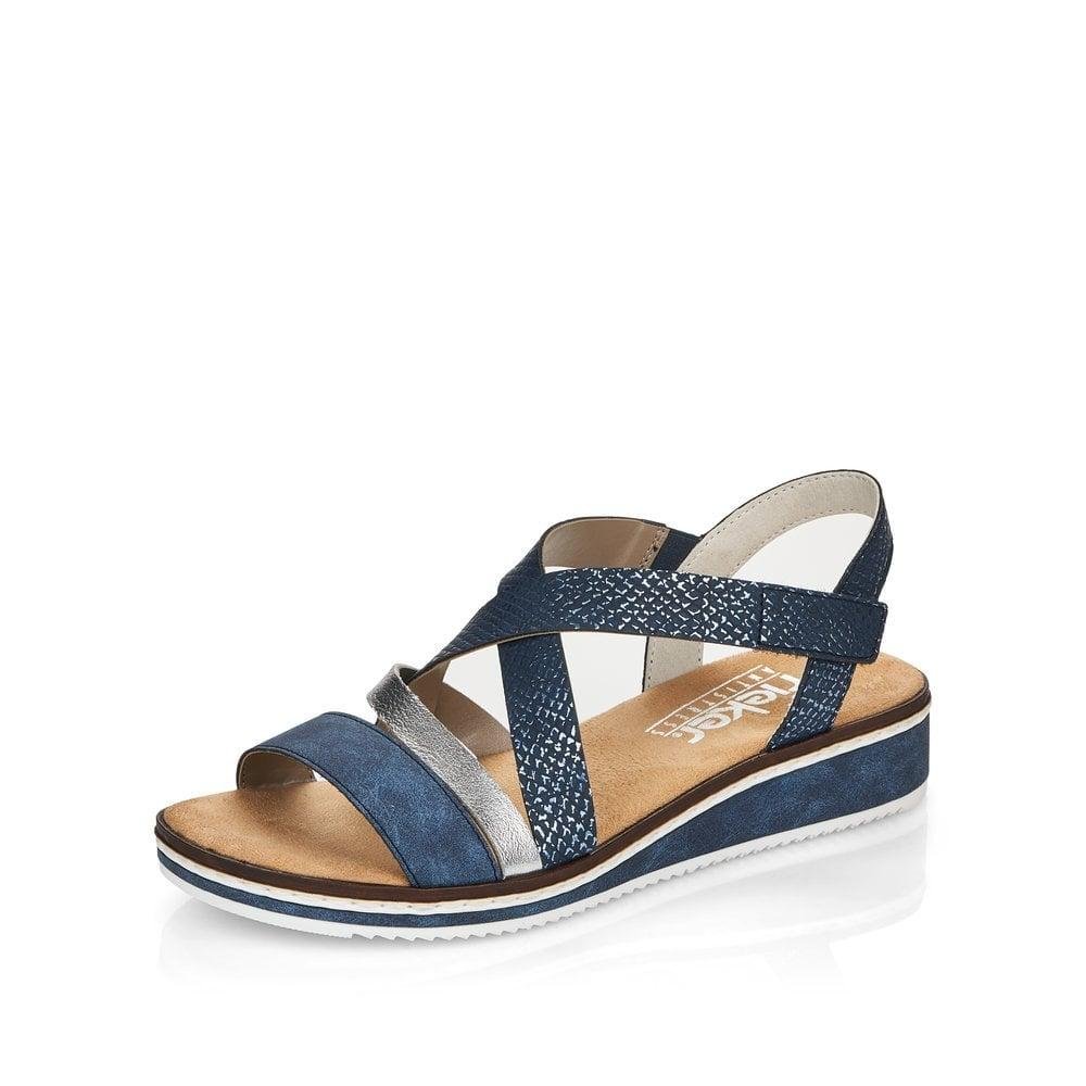 Rieker V3663-14 Ladies Sandals - Blue Combination - Beales department store