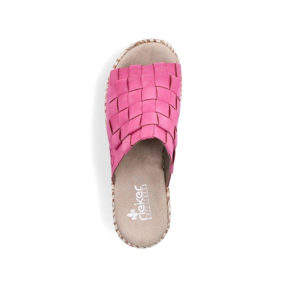 Rieker V3988 - 31 Regina Womens Slip On Sandals - Rose - Beales department store