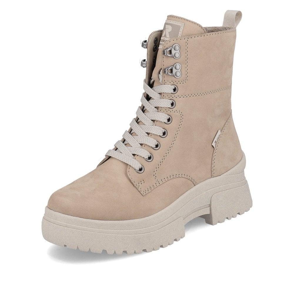 Rieker W0371 - 20 Mercina Womens Boots - Beige - Beales department store