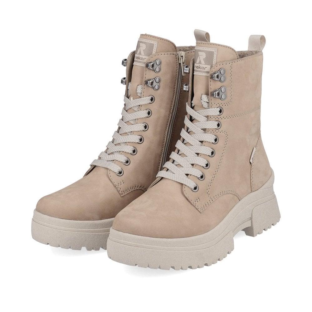 Rieker W0371 - 20 Mercina Womens Boots - Beige - Beales department store