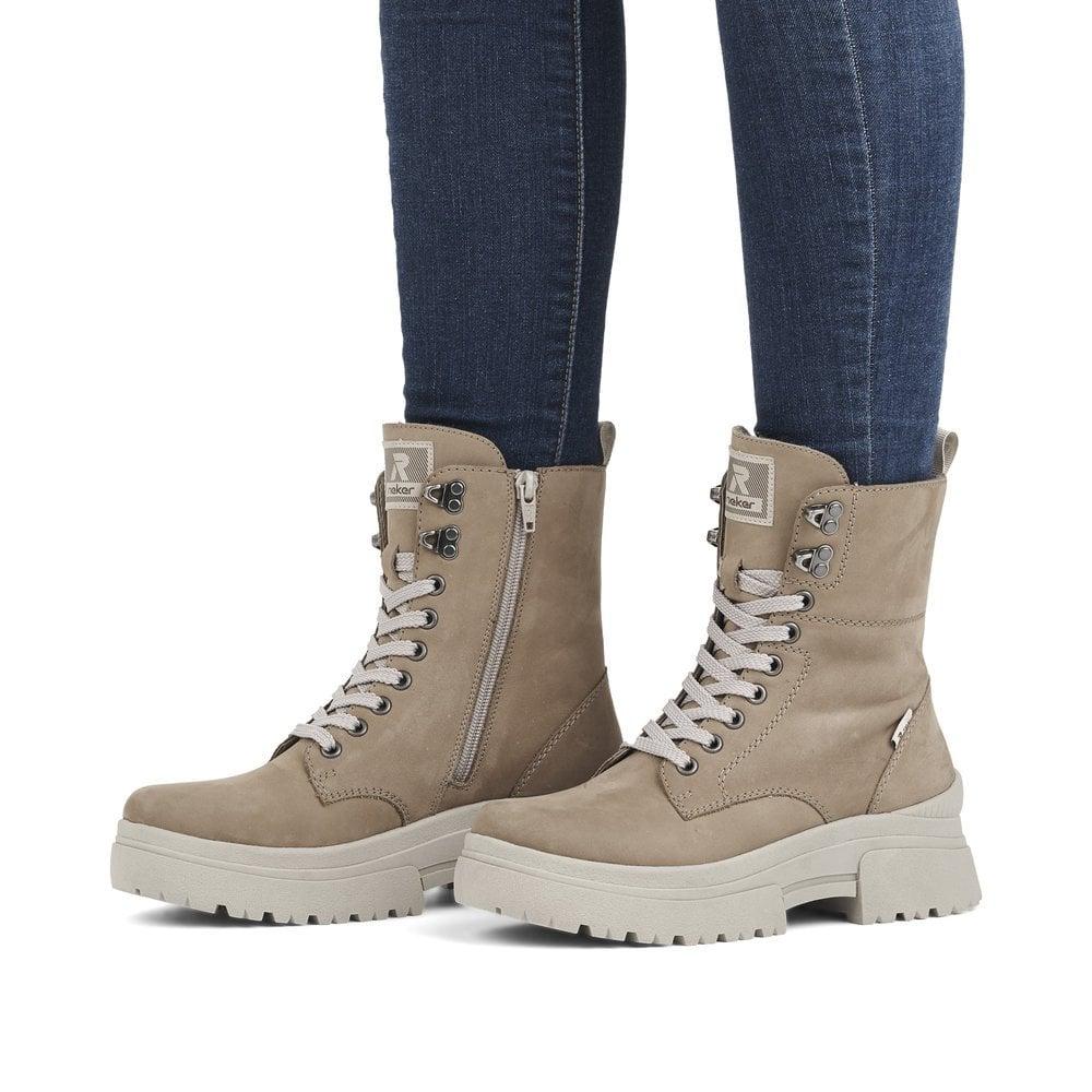 Rieker W0371 - 20 Mercina Womens Boots - Beige - Beales department store