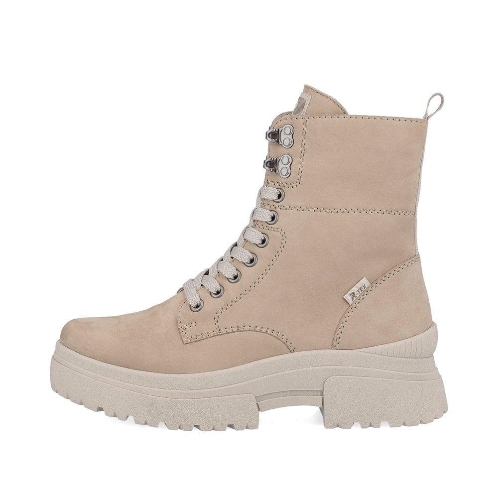 Rieker W0371 - 20 Mercina Womens Boots - Beige - Beales department store