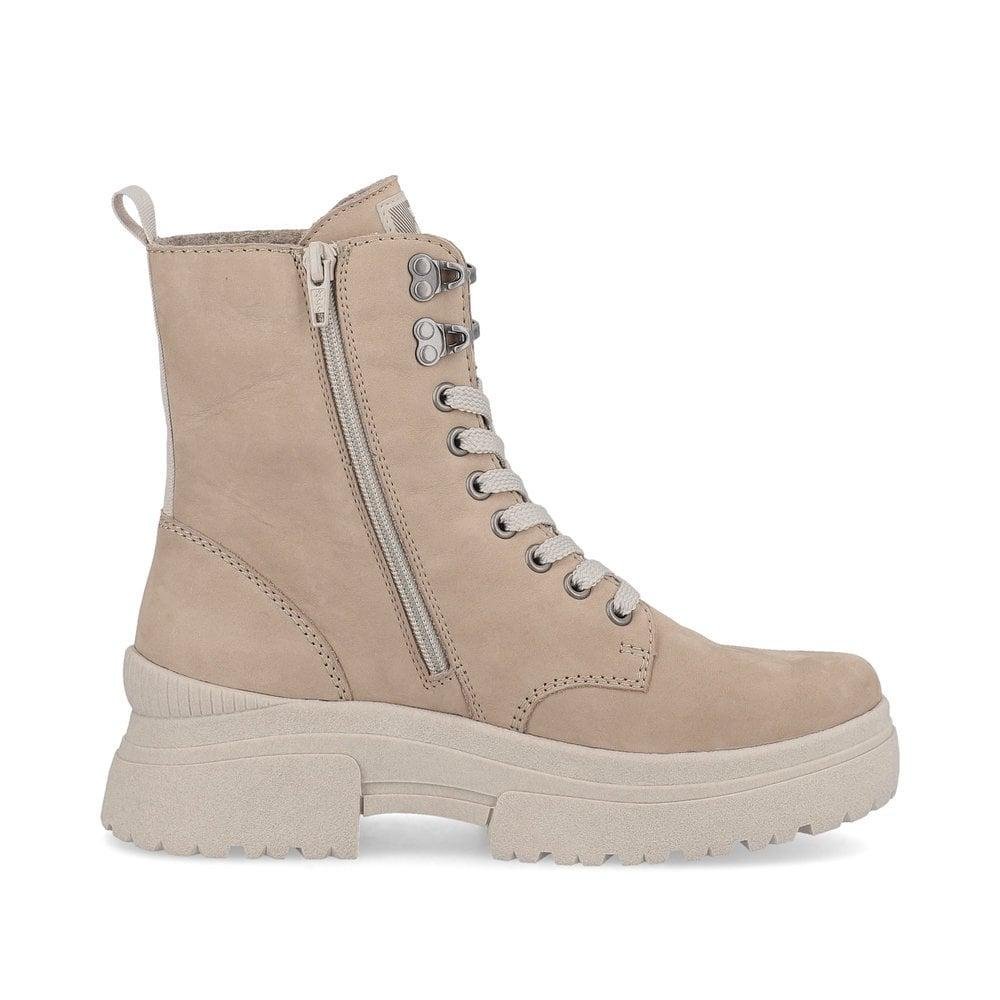 Rieker W0371 - 20 Mercina Womens Boots - Beige - Beales department store