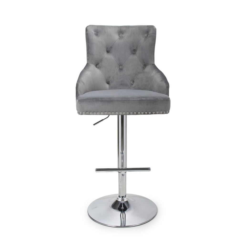 Rocco Brushed Velvet Grey Bar Stool - Beales department store