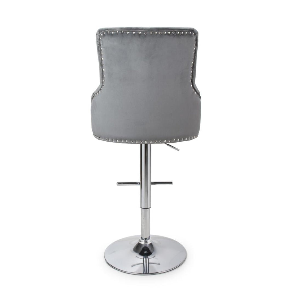 Rocco Brushed Velvet Grey Bar Stool - Beales department store